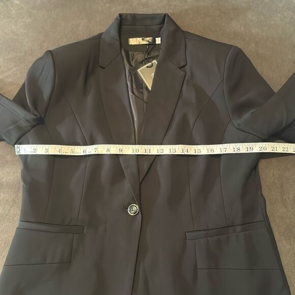 Women’s Black 2 Piece Pant Suit One Button Formal Office Wedding Size L NWT - Picture 9 of 16